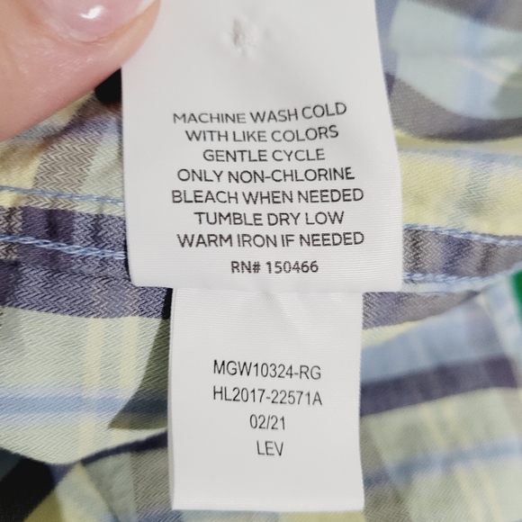 Even Tide Plaid short sleeve button down Shirt 100% Cotton Men's Size Large - Picture 8 of 8